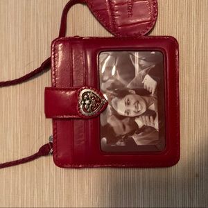 Brighton red credit card wallet with long strap